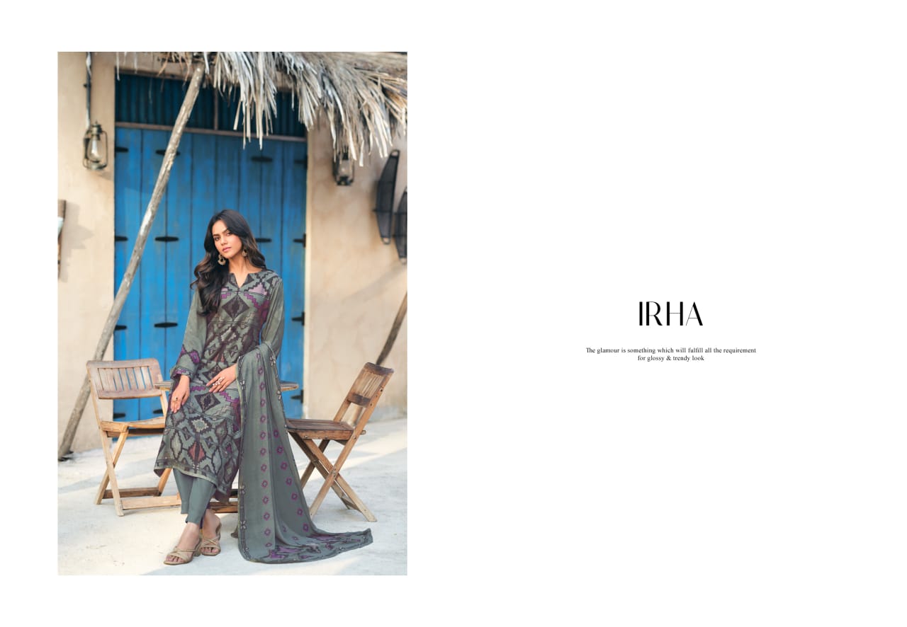 Irha By Glossy Viscose Digital Printed Dress Material Wholesale In India